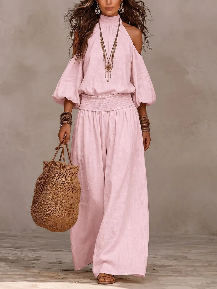 Liliana wide-leg jumpsuit for women by Bennett and Lowe, featuring a stylish and comfortable design with a fitted waist and flowing legs.