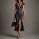 Vivienne | Lace Corset Ruched Midi Dress for Women