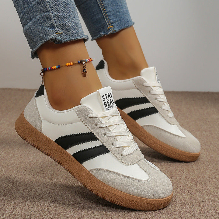 Tindra | Retro Striped Lace-Up Sneakers