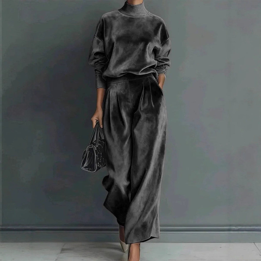 Renee Bennett and Lowe statement-sleeve pants set featuring a stylish matching top and pants in a modern design.