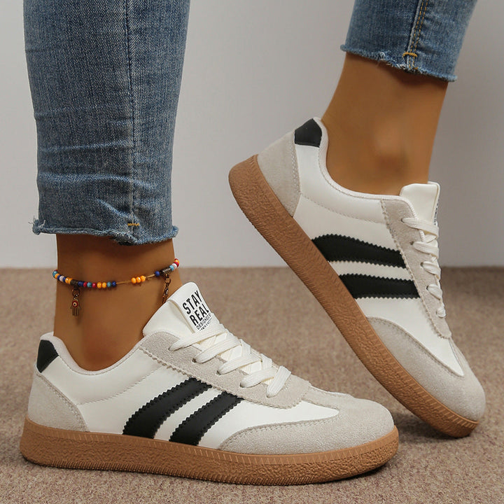 Tindra | Retro Striped Lace-Up Sneakers