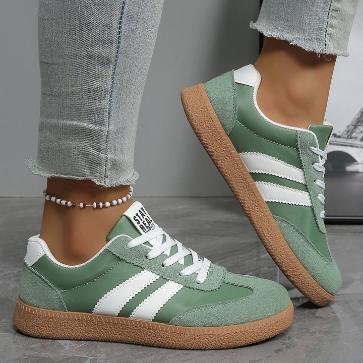 Tindra | Retro Striped Lace-Up Sneakers