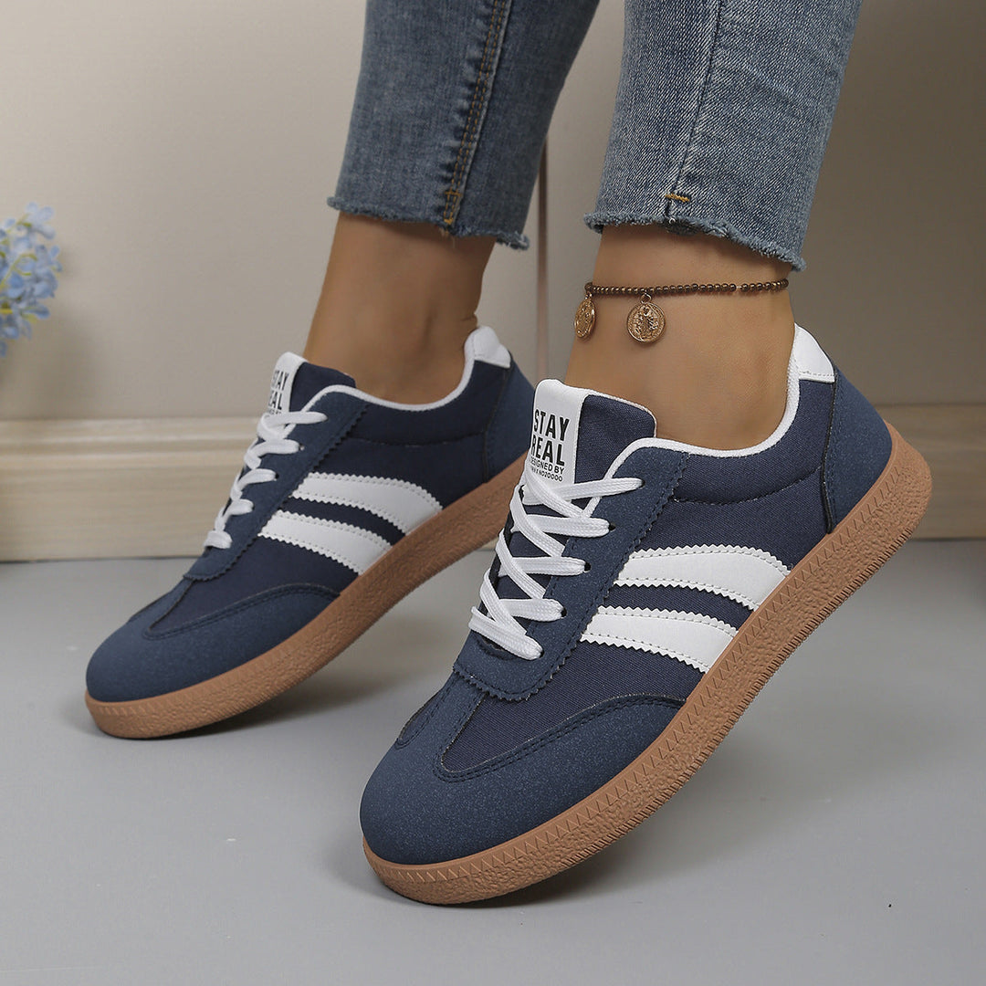 Tindra | Retro Striped Lace-Up Sneakers