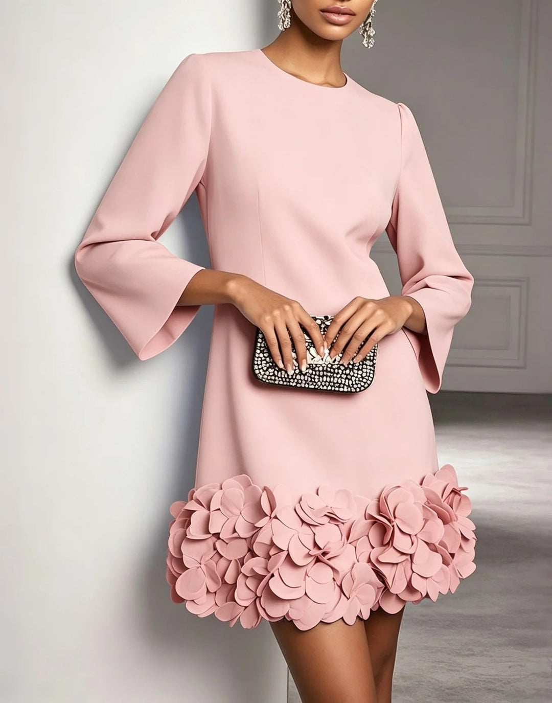 Petra | Flared Sleeve Flower Hem Mini