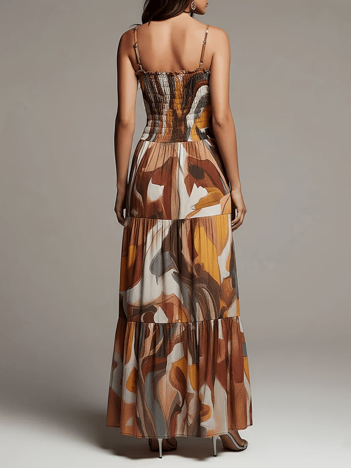 Cordelia | Abstract Print Smocked Tiered Maxi Dress for Women