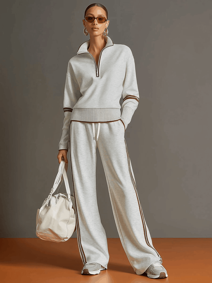Christine blouse and wide-leg pants set by Bennett and Lowe, featuring a stylish coordinated outfit in a natural pose.