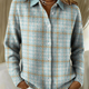 Clara | Sky Plaid Button-Front Cardigan for Women