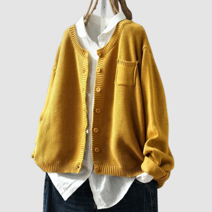 Berlinda | Button-Front Long-Sleeve Knit Cardigan for Women