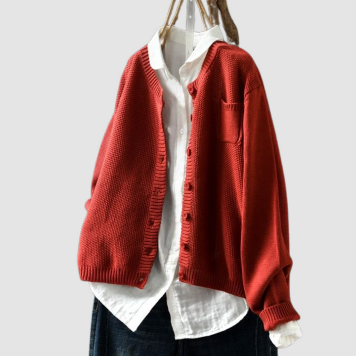 Berlinda | Button-Front Long-Sleeve Knit Cardigan for Women