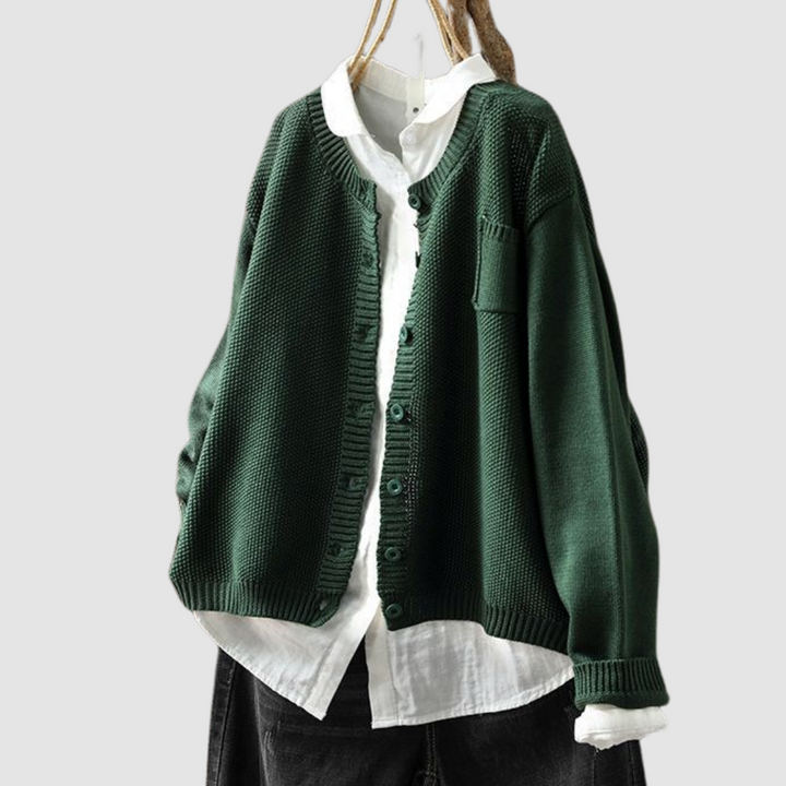 Berlinda | Button-Front Long-Sleeve Knit Cardigan for Women