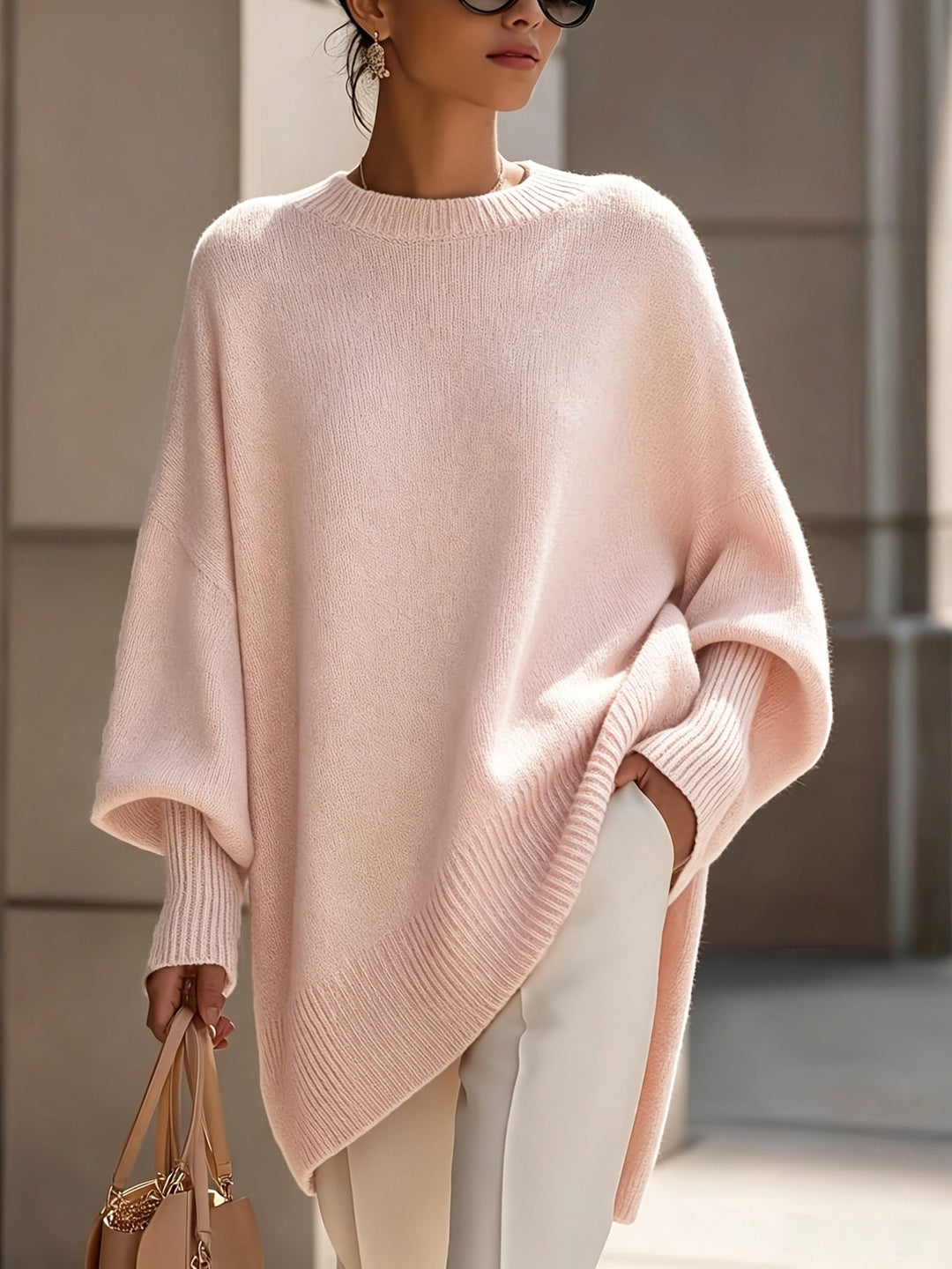 Bennett and Lowe Sorrel oversized batwing crew sweater in pink