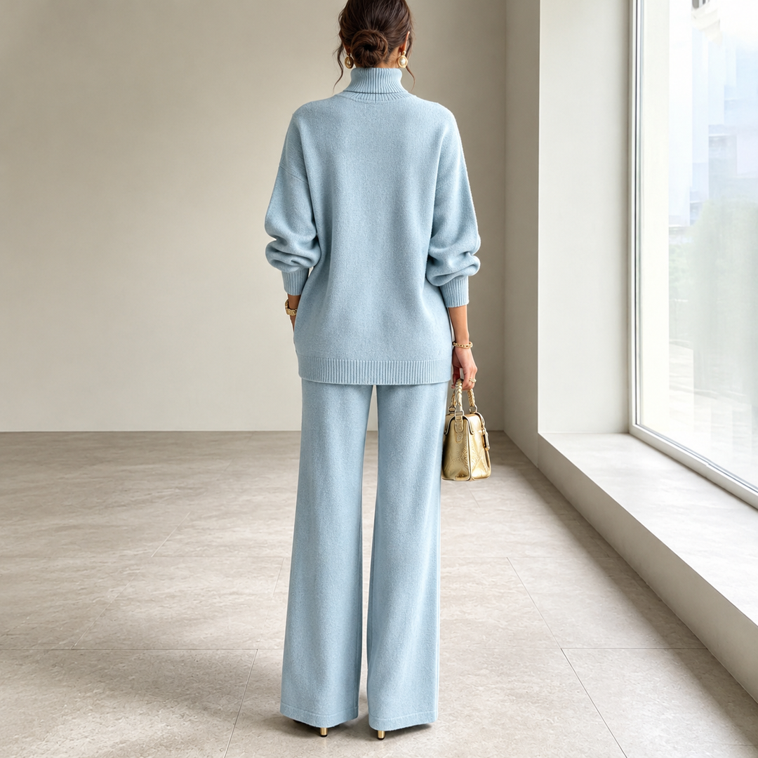 Ines | Asymmetric Button Turtleneck Set