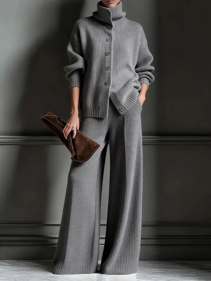Colleen Bennett & Lowe turtleneck sweater and pants two-piece set in coordinated knit fabric