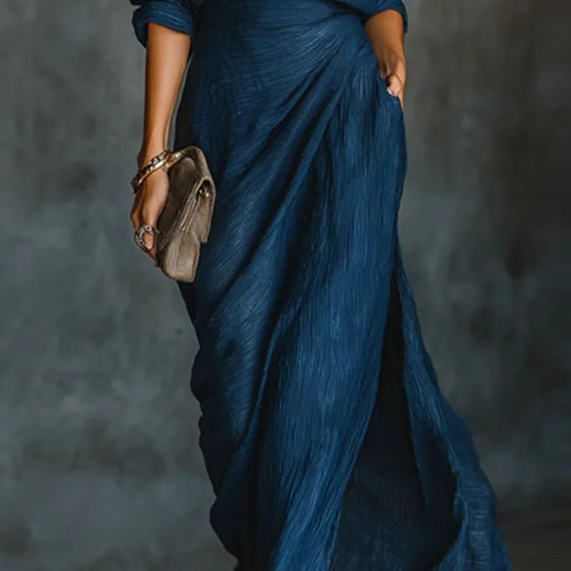 Ismeria | Pleated Button-Up Wide-Leg Two-Piece Set for Women