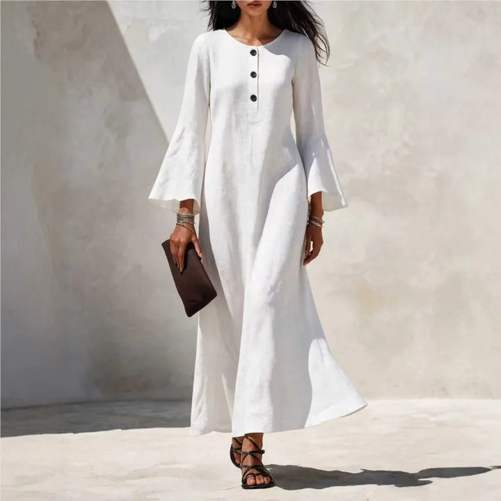 Lauren | Button Front Flared Sleeve Maxi Dress