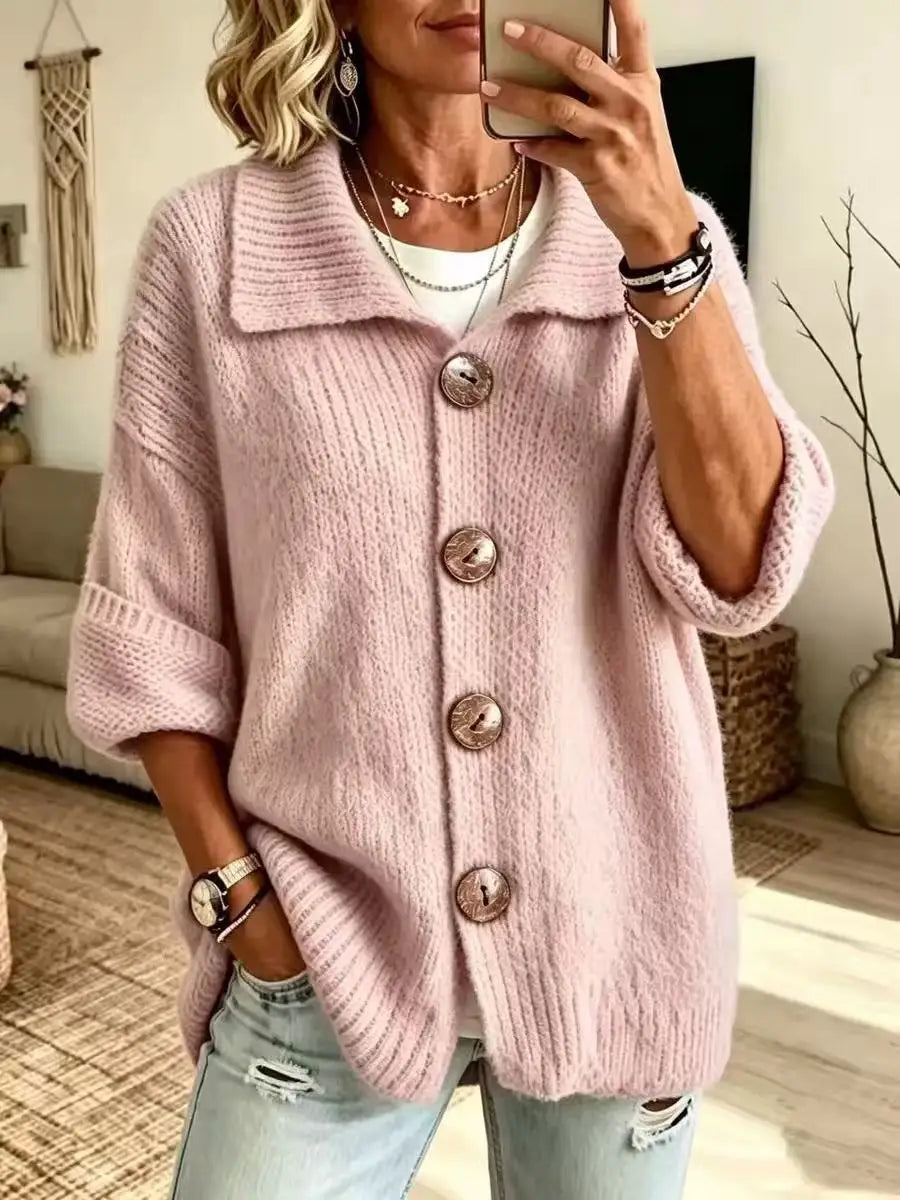 Erin | Turn-Down Collar Button Cardigan