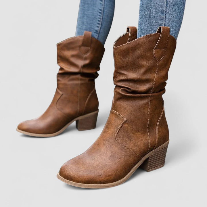 Vivian orthopedic leather boots for women by Bennett and Lowe, featuring a stylish design with sturdy soles and comfortable fit.