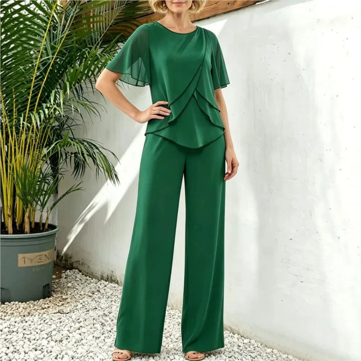 Alexandra | Asymmetrical-Top Wide-Leg Pants Set