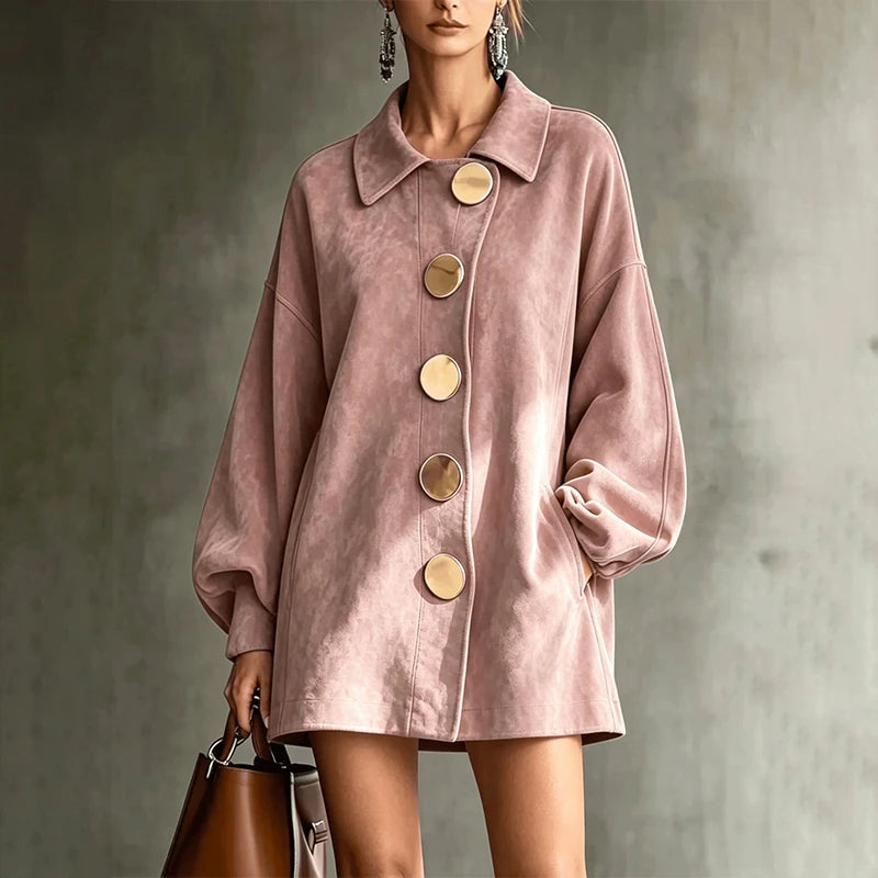 Felicity | Lapel Button Mid-Length Jacket