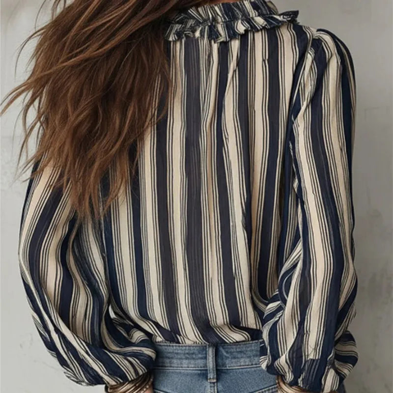 Bennett & Lowe Lorraine layered stripe long-sleeve blouse in a striped design
