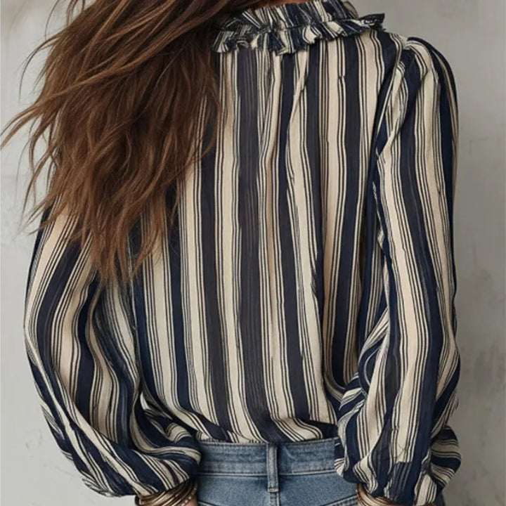 Bennett & Lowe Lorraine layered stripe long-sleeve blouse in a striped design