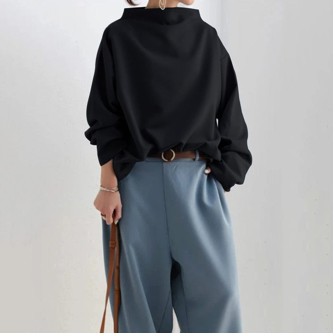 Elly | High-Neck Long-Sleeve Relaxed Top for Women