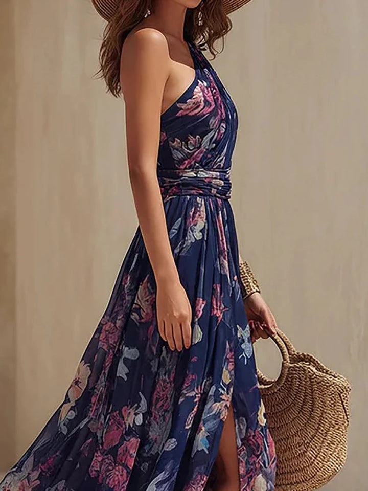 Camille | One-Shoulder Printed Patchwork Maxi Dress for Women