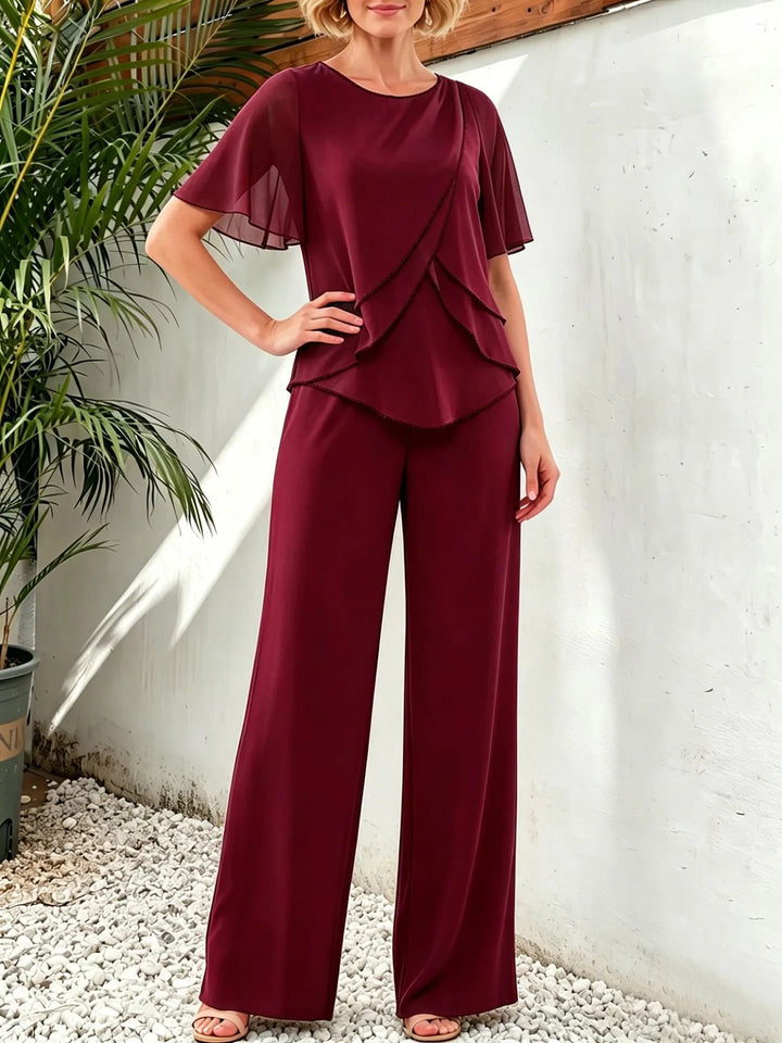 Alexandra | Asymmetrical-Top Wide-Leg Pants Set