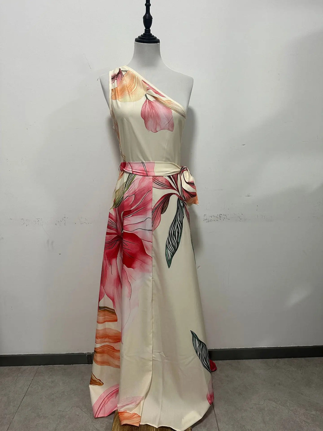 Rosalie | Watercolor Floral Halter-Neck Tie-Waist Maxi Dress for Women