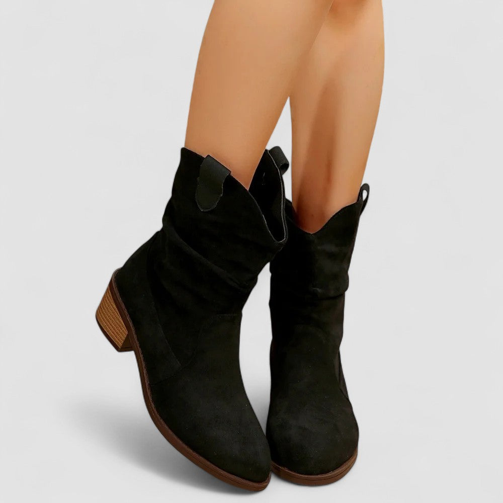 Rachy slouch mid-calf women's boot by Bennett and Lowe, featuring a relaxed fit and stylish design in soft leather.
