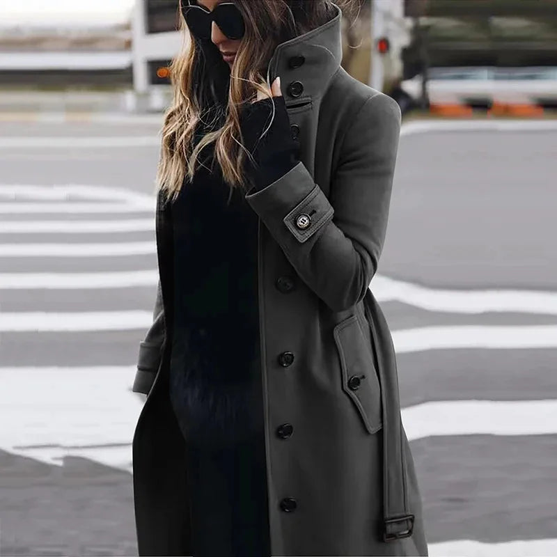 Bennett & Lowe Monica slim fit long sleeve coat in a stylish design, shown in a modern, tailored silhouette.