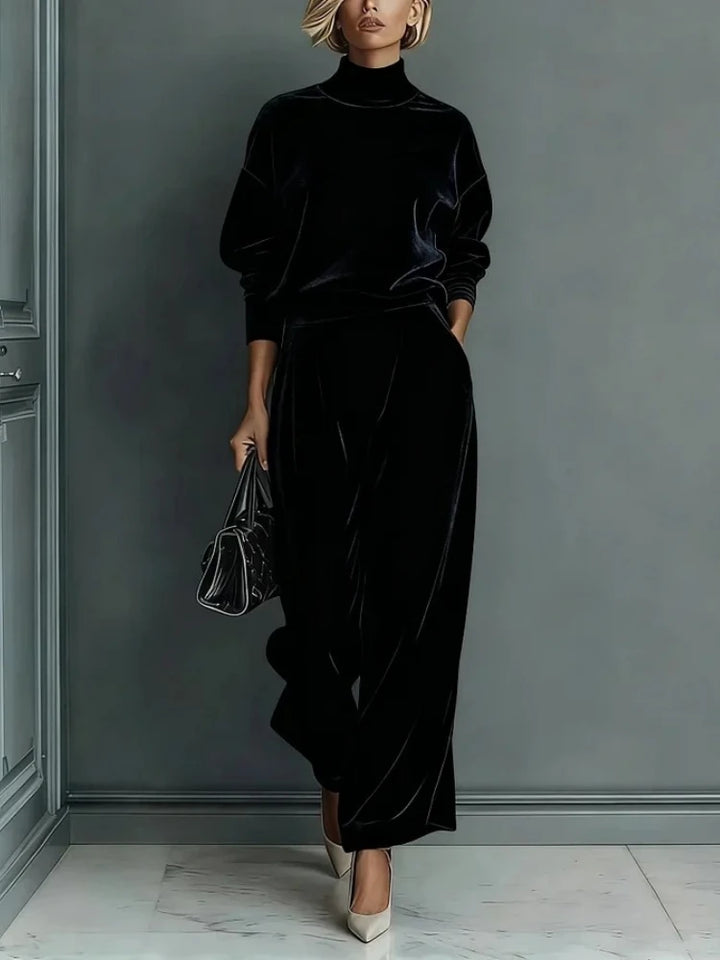Marilyn Bennett & Lowe high-neck wide-leg pants set, two-piece outfit in a coordinated style