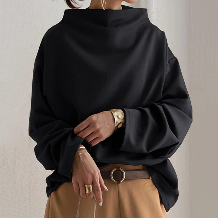 Elly | High-Neck Long-Sleeve Relaxed Top for Women