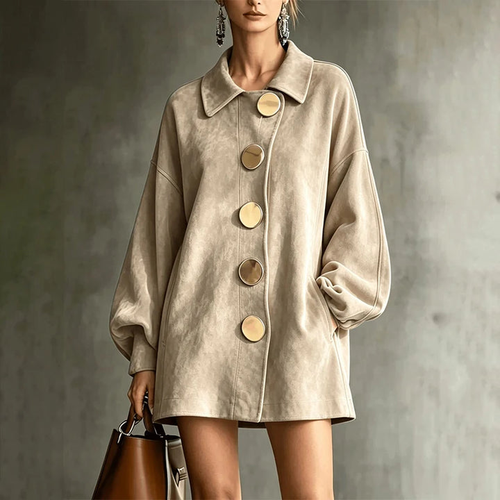Felicity | Lapel Button Mid-Length Jacket