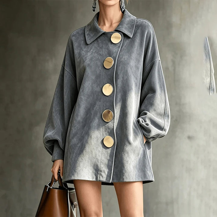 Felicity | Lapel Button Mid-Length Jacket