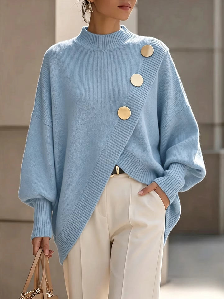 Mallory | Button-Detail Crewneck Sweater
