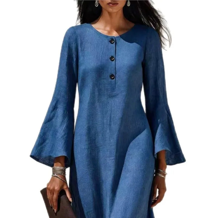 Lauren | Button Front Flared Sleeve Maxi Dress