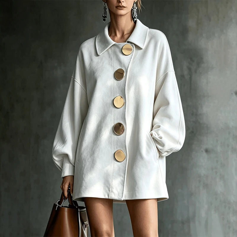 Felicity | Lapel Button Mid-Length Jacket