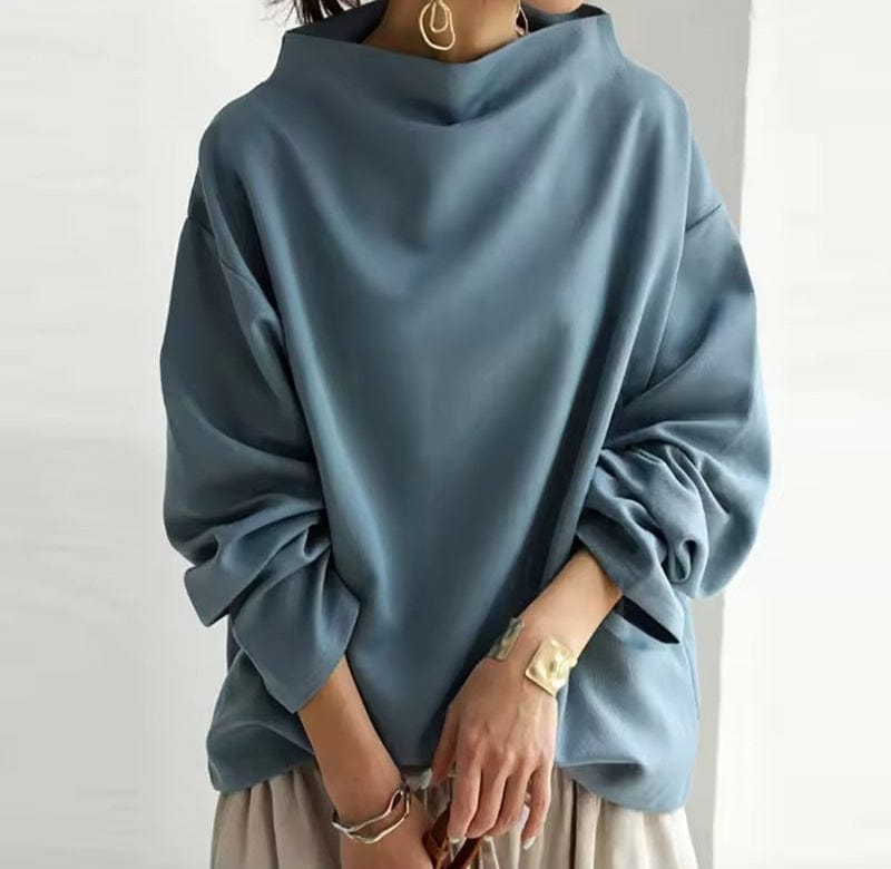 Elly | High-Neck Long-Sleeve Relaxed Top for Women
