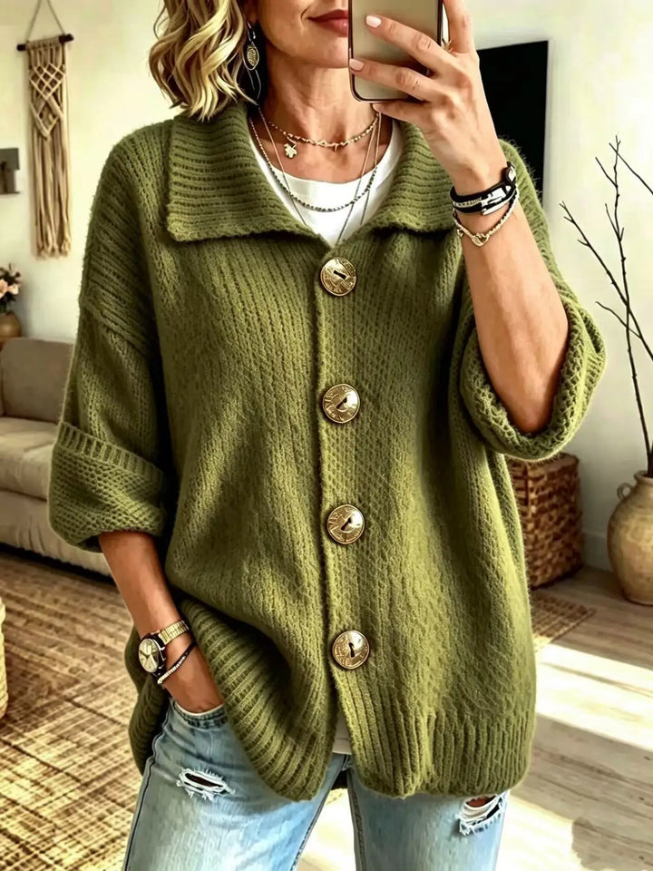Erin | Turn-Down Collar Button Cardigan