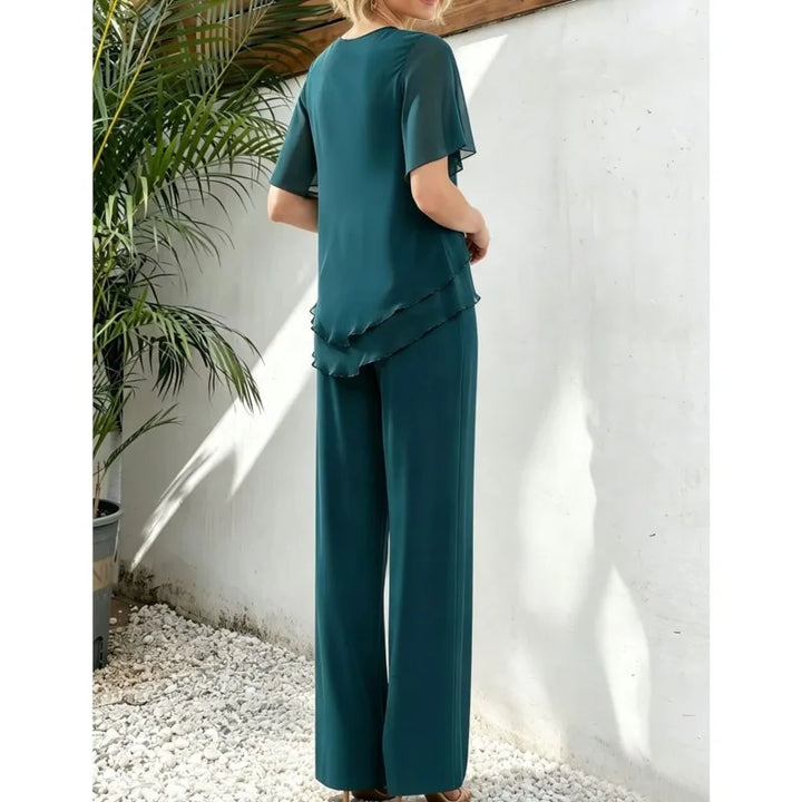 Alexandra | Asymmetrical-Top Wide-Leg Pants Set