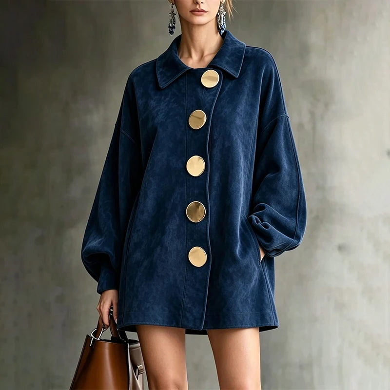 Felicity | Lapel Button Mid-Length Jacket