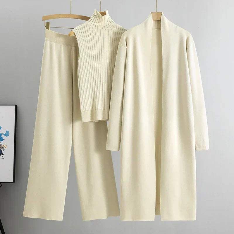 Caitlin three-piece layered pants set by Bennett and Lowe featuring stylish, layered fabric design on a woman modeling the outfit.