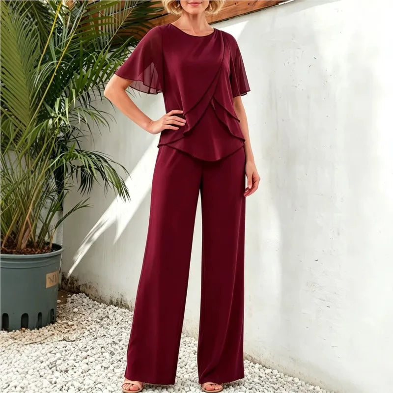 Alexandra | Asymmetrical-Top Wide-Leg Pants Set