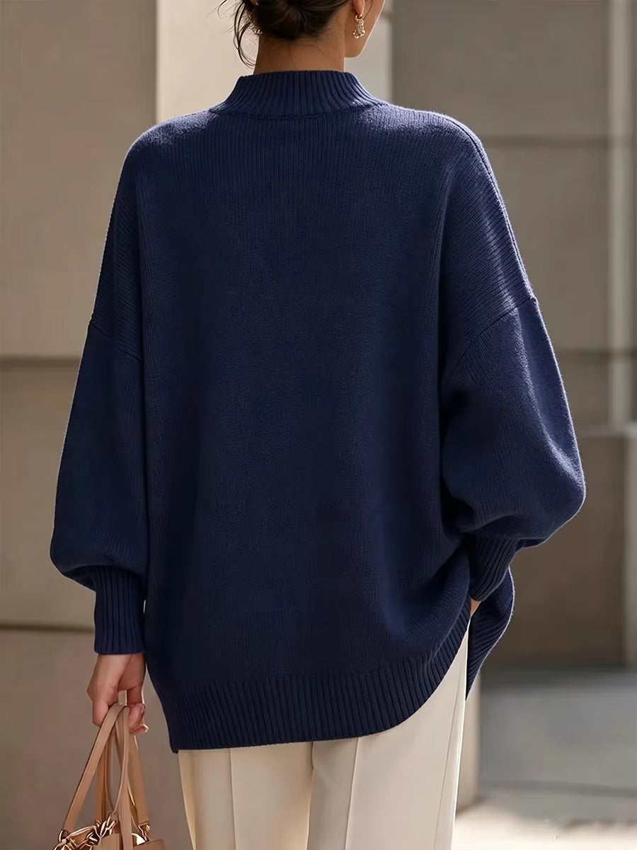 Mallory | Button-Detail Crewneck Sweater