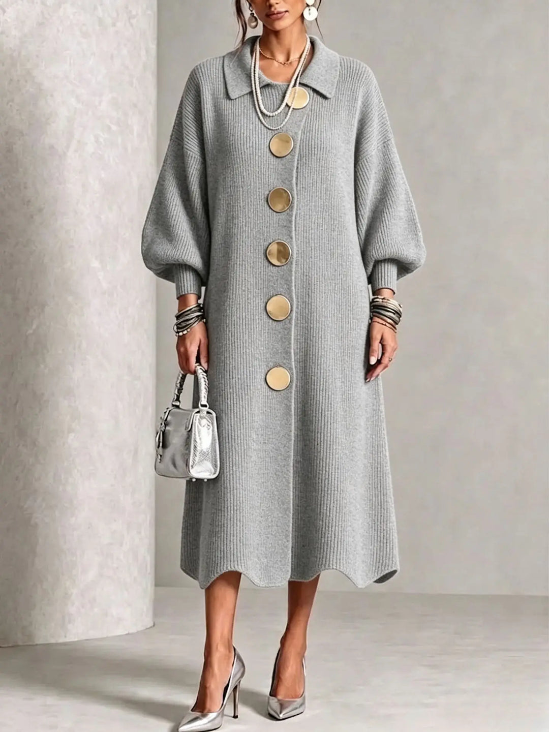 Gina | Button-Down Collared Maxi Dress