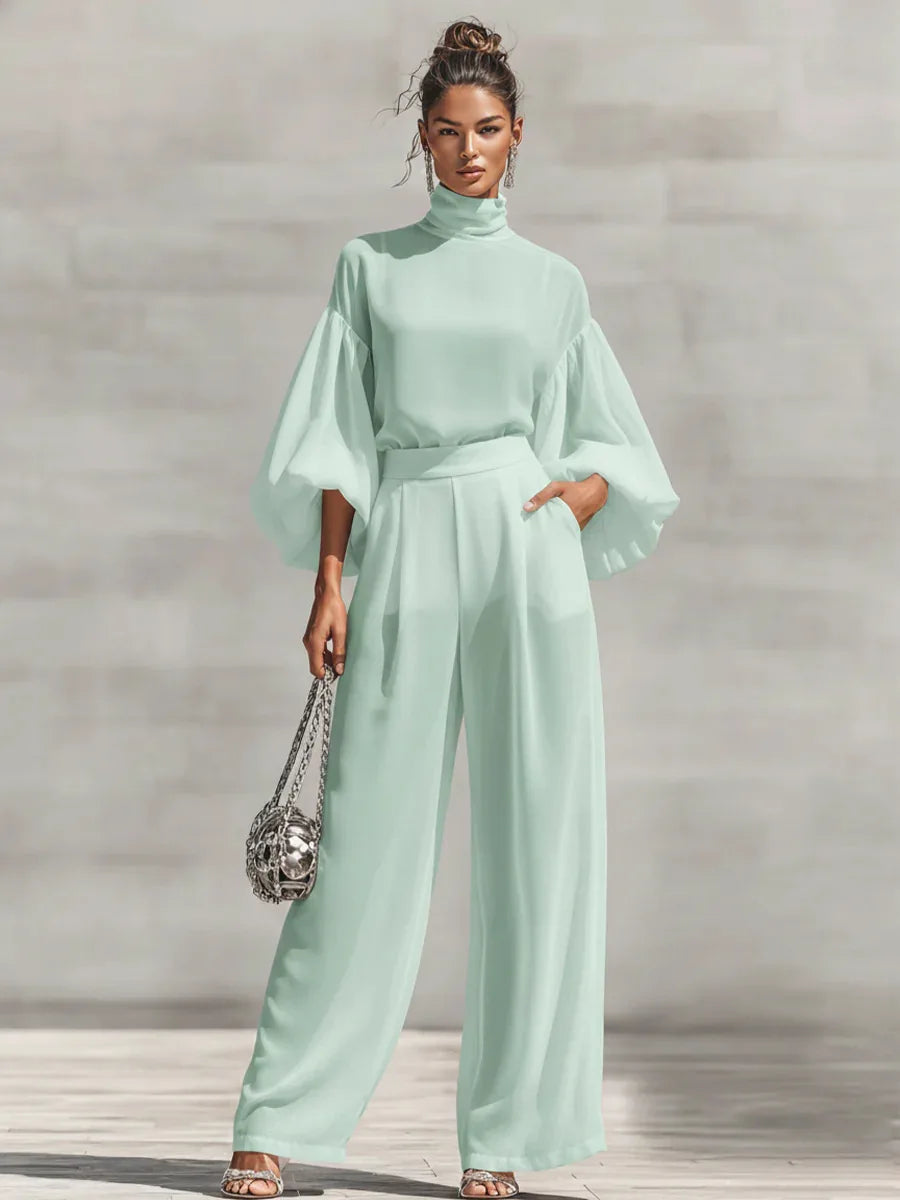 Bennett & Lowe Janice high-neck wide-leg pants two-piece set in a coordinated outfit view