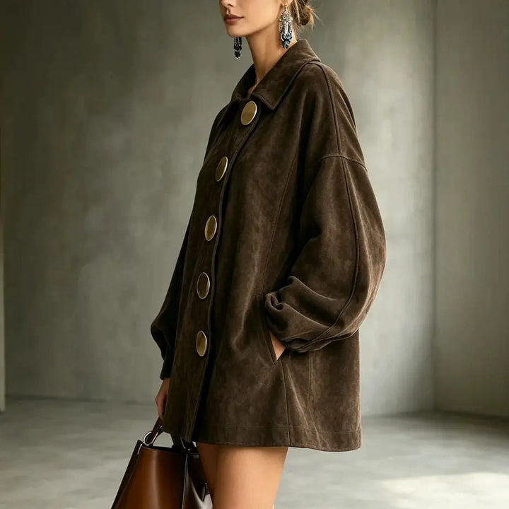 Felicity | Lapel Button Mid-Length Jacket