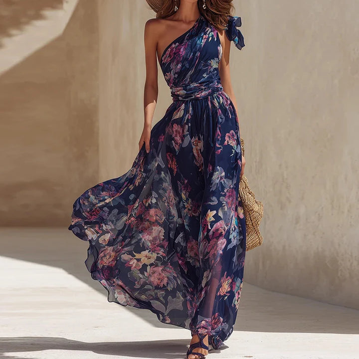 Camille | One-Shoulder Printed Patchwork Maxi Dress for Women