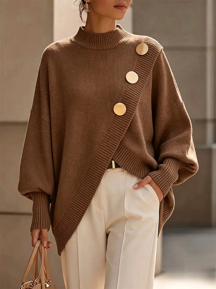 Mallory | Button-Detail Crewneck Sweater
